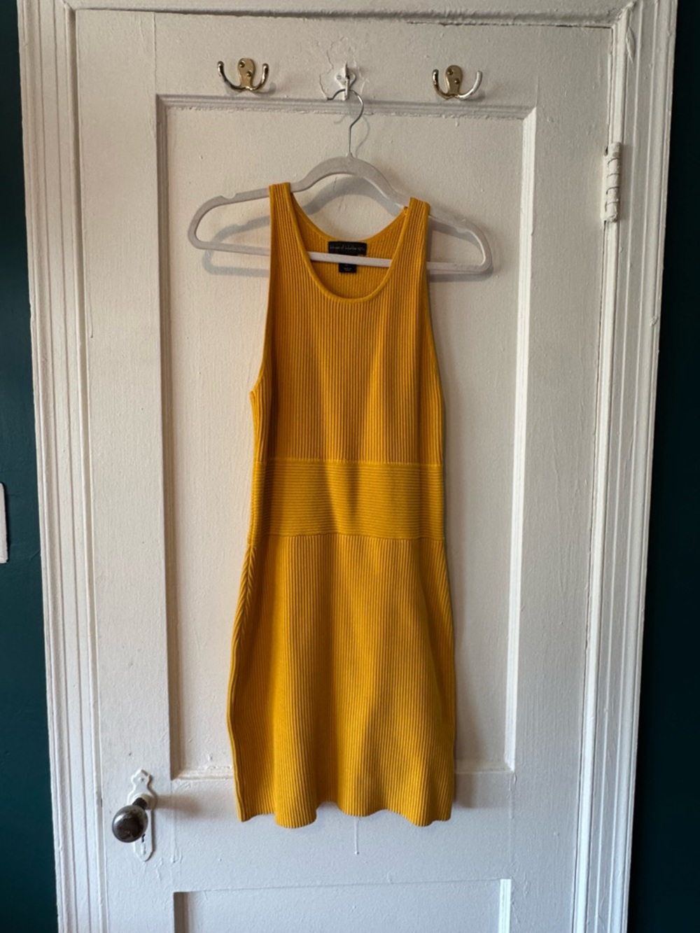 House of Harlow 1960 Ribbed Mini Dress in Mustard Yellow